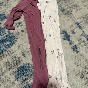 Cherry Print and Mauve Kids Footies
